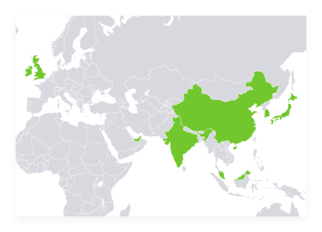 Map of Africa, Europe and Asia